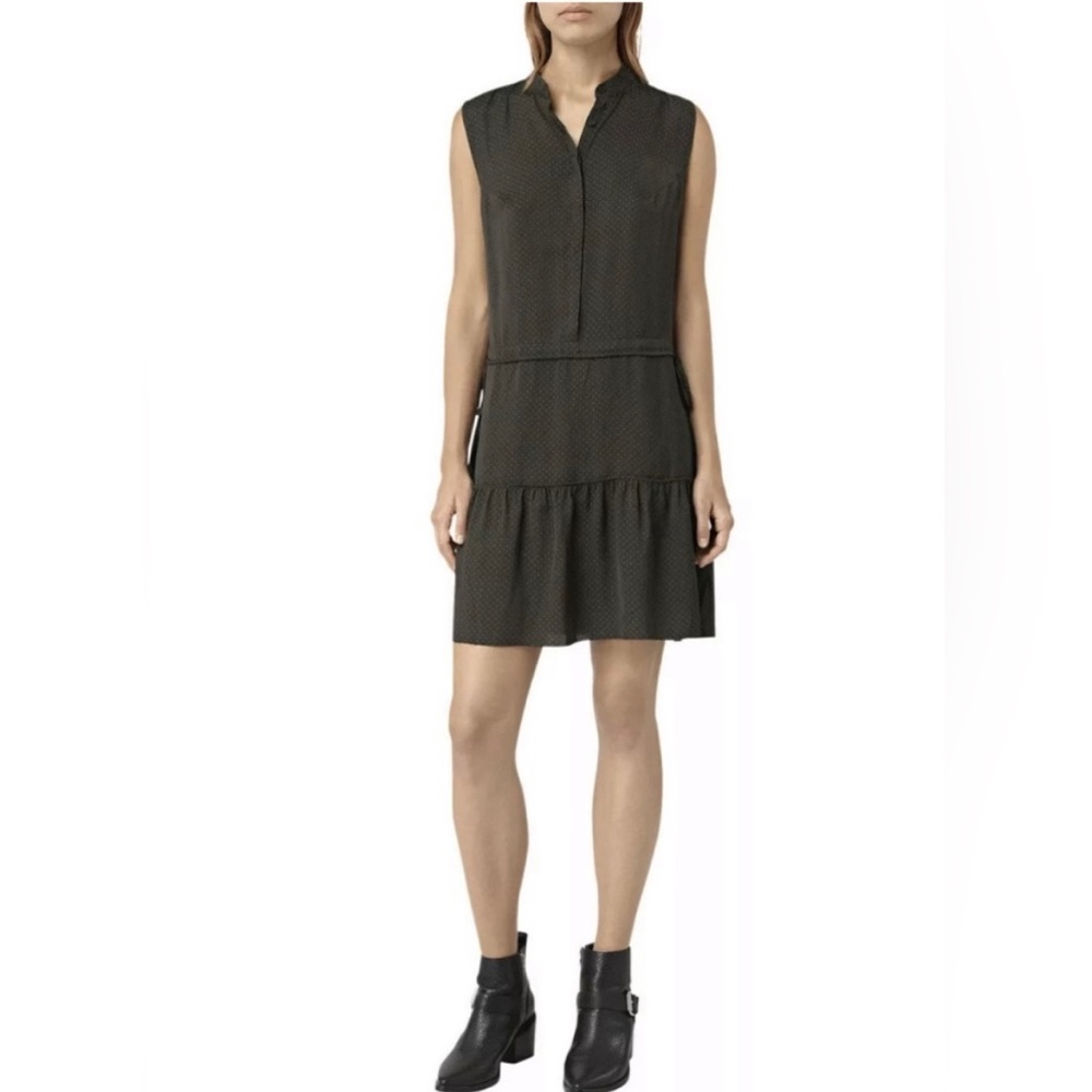 ALLSAINTS NEW Lin Polka Dot Dress Dark Khaki Size 00